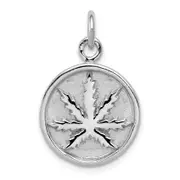 Sterling Silver Rhodium-Plated Polished Leaf Pendant