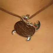 Necklace Gianni Liverani coconut shell & silver plated Zama alloy Crab New!