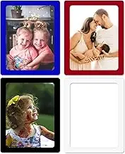 WELANE Magnetic Photo Frame, 4 PCS Color Magnetic Collage Picture Frames for Refrigerators, Filing Cabinets, Whiteboards and Other Metal Surfaces (Hold 4x6in Pictures)