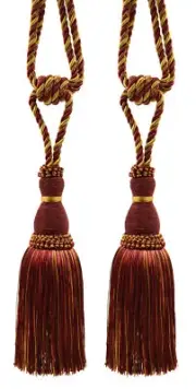 DÉCOPRO Tassel Tieback, Style# TBH8, Color# 1253 - Burgundy Gold Red [Set of 2]