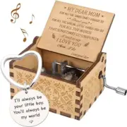 Wooden Music Box for Mom, Mom Keychain from Son, I Love My Mom Gift from Son,