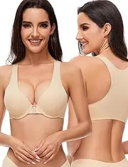 [YANDW] Front Closure Racerback Push Up Bra T Back Seamless Add 2 Cup Padded Bra