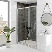 ELEGANT Silver Framed 2 Panel Sliding Shower Screen Enclosure Door 1600x1900mm