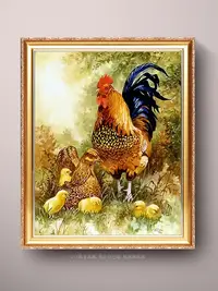 在飛比找松果購物優惠-數字油畫 田園公雞 繃好內框 丙烯顏料 手繪裝飾品 (5.8