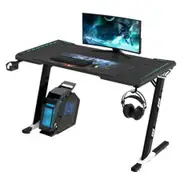 Ekkio RGB Gaming Computer Desk Z-Shape Black 100cm