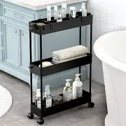 SPACELEAD Slim Storage Cart,3 Tier Bathroom Rolling Slide Out Utility Cart, Mobi
