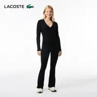 在飛比找momo購物網優惠-【LACOSTE】母親節首選女裝-針織喇叭緊身褲(黑色)