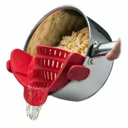 Kitchen Gizmo Snap 'n Strain Pot and Pasta Strainer Adjustable Silicone Red