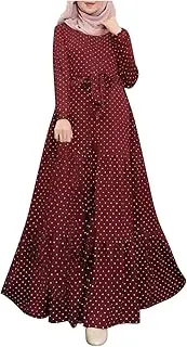 [Generic] Womens Prayer Dress Lightweight Abayas for Women Modest Maxi Robe Top Dubai Outfit Long Cardigan Maxi Dress, Red, Large