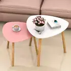 Bamboo Nesting Coffee Tables - Small Coffee Table for Living Room, Set of 2 Tria