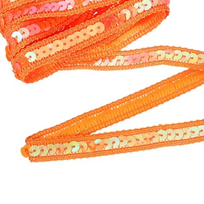 11 Yard Sequins Trim Ribbon 0.5 Inch Sequin Gimp Braid Trim, Orange