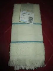 NWT BLANK Charles Craft 14-Count ECRU/GREEN Insert FINGERTIP TOWEL