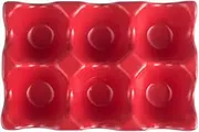 6 Grids Egg Trays Ceramic Egg Holder Anti-Slip Egg Box Frige Shockproof Egg Storage for Home Kitchen Restaurant-Red