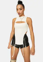 Cream Taken By Surprise Cutout Tank Top