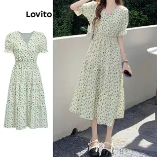 Lovito 女士休閒碎花荷葉邊洋裝 L77ED020