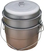 Amagogo Camping Hanging Pot Open Fire Cookware 5.5 L Steaming Pot Steamer Titanium Stew Pot Soup Pot for Travel Barbecue Beach Hiking