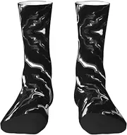 [EdWal] Soft Black white marble print print Moisture Wicking Socks Sports Socks for Men and Women Warm thermal Boot Hiking Socks
