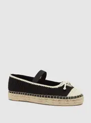 GUESS Black Joneal Espadrille Flats Size: 6, Cotton