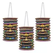 Luau Party Tiki Paper Lanterns 3 Pack 9" Paper Luau Party Supplies Decorations