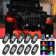 10 Pods RGB LED Rock Light Kit Underbody Neon Lamp Bluetooth For Jeep ATV UTV