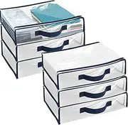 Abizarch 6 Pack Large Clear Clothes Storage Bag,Travel Packing Cube, Zippered PVC Organizing Bags, See Through Moving Bag with Handle for Blankets Bed Sheet Clothes 15.7x11.8x3.9 Inch