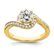 14k Yellow Gold 1/3 Ct. Lab Grown Diamond VS/SI+ G+ 3/4 Ct. Round Center Engagement Ring