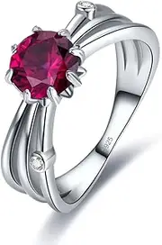 [Zetaur] 925 Sterling Silver Created Blue Topaz Solitaire Ring