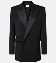 [Saint Laurent] Saint Laurent Satin-trimmed wool tuxedo jacket UK 10 black