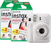 Instax Fujifilm Mini 12 Instant Camera with 40 Shot Film Pack - Clay White