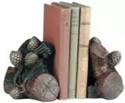 Bookends Rustic Pinecone Mountain Traditional Hand Painted OK Casting USA