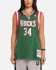 [MITCHELL & NESS] Mitchell & Ness Milwaukee Bucks Giannis Antetokounmpo Swing Jersey Dark Green - Size XL XL Dark Green