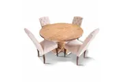 VI Utah Solid Timber Round Dining Table with Fabric Chair Set