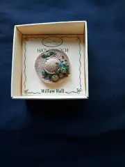 2 Hats. Willow Hall Mini Hat Brooch Green Apples In Box, ColourMates New