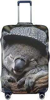 [CADREWY] sleeping koala cap Print Travel Suitcase Cover Luggage Protector with Elastic Anti Scratch for Carry On, Black, Medium