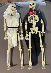 Skeleton Bride & Groom Day of the Dead Figurines Hanging or Posable Figures 15"