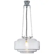 Art Deco 3 Chain Pendant Lights Clear Glass Brunswick Chrome Period Lighting Retro