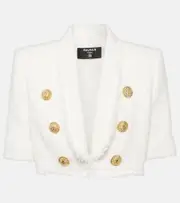 [Balmain] Balmain Spencer cropped tweed jacket UK 16 white