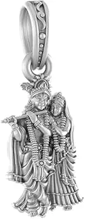 [INDIA MADE] Sterling Silver (92.5% purity) God Krishna/Bal Gopal/Radha Krishna Pendant for Men & Women Pure Silver Lord krishan/Radha Krishna/Bal Gopal Locket for Good Health & Wealth-AMZ26, Silver,