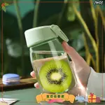 ☆台灣出貨☆420ML600ML寬口水壺便攜式提手小水壺胖胖水壺戶外旅行直飲式水壺附過濾網透明塑膠水壺隨行杯LED1