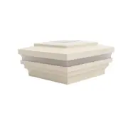 4 1/2" Sq. Cape May Halo Solar LED Lighted Vinyl Post Cap - Beige