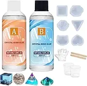 Epoxy Resin Casting Kit - Clear Epoxy Resin, Molds, Crystal Kit | Easy Mix Casting Set for Jewelry, Durable Transparent Covering Crafts, Projects, Creative Artworks