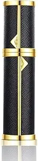 BRARIOS Refillable Portable Mini Perfume Atomizer for Travel, 5ml Luxury Empty Leakproof Pump Perfume Spray Bottle Atomizer for Man and Woman (Black(GD))