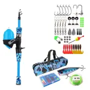 New Kids Fishing Pole Set with Telescopic Rod, Reel, and Tackle Box