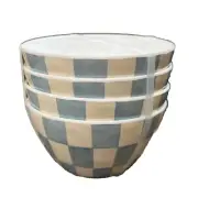 NEW Blue and White Checkered Melamine 4.5” Snack Bowls Set of 4