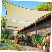 10' x 20' Beige Sun Shade Sail Rectangle Canopy Fabric Cloth Screen SMSL,
