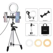 Live Broadcast Dual Phone Bracket & 6.2 Inch Led Ring Light Kit with Tripod Mount
