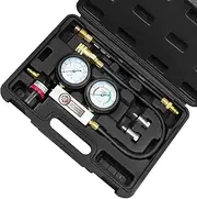 JIFETOR Cylinder Leak Down Tester Kit, Professional Dual Pressure Gauges Engine Compression Leakdown Detector Leakage Test Set for Gasoline Engine with 10 12 14mm Spark Plugs on Car Truck Motorcycle
