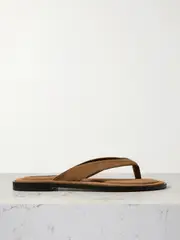 [A Emery] A Emery - Morgan Suede Flip Flops - Taupe - IT35 IT 35 Brown