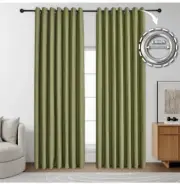 Blackout Draperies Polyester 42x63 Insulated Noise Reducing Window Panels Green