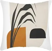 Cushion covers Cushion Covers 50cm x 50cm Geometric Khaki Cushion Covers Invisible Zipper Sofa Cushions Outdoor Cushions Garden Cushions Decorative Pillows Square Pillow Covers(Beige Black Leaves,(45x